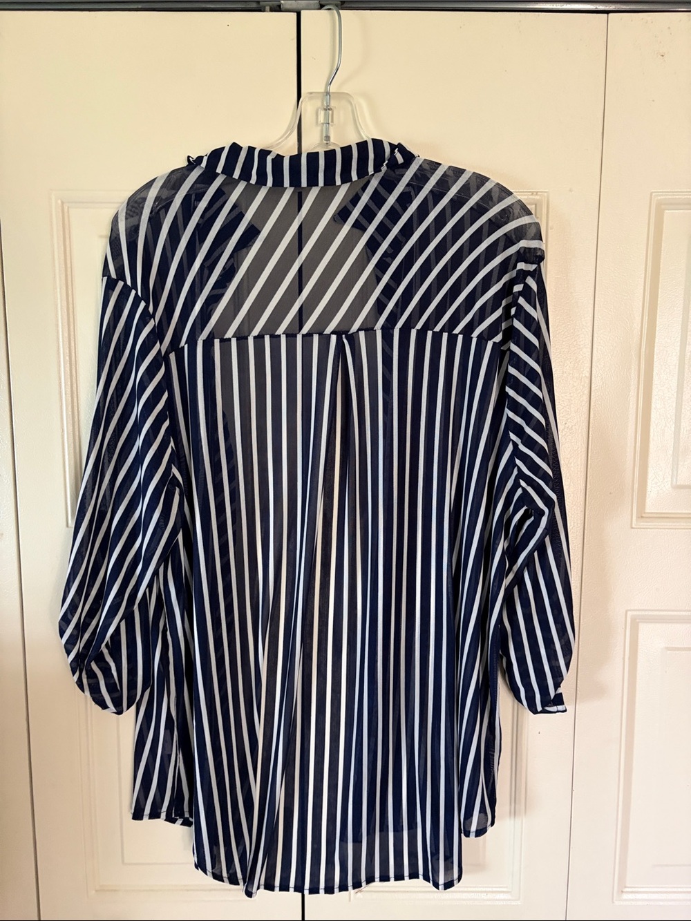 Bailey & Chloe Nautical Dk. Navy shirt Coastal Breezy Chic Sheer Lightweight XL - Picture 2 of 10